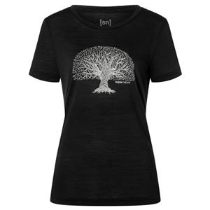 SUPER.NATURAL Print-Shirt Merino T-Shirt W TREE OF KNOWLEDGE TEE geruchshemmender Merino-Materialmix