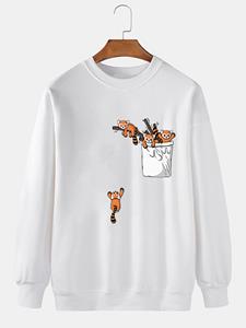 ChArmkpR Mens Cartoon Animal Print Crew Neck Casual Pullover Sweatshirts