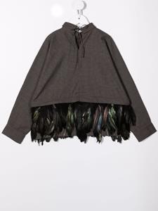 Andorine Shirt met veren afwerking - Zwart