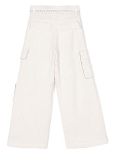 Elisabetta Franchi La Mia Bambina high-waisted embellished cargo trousers - Beige