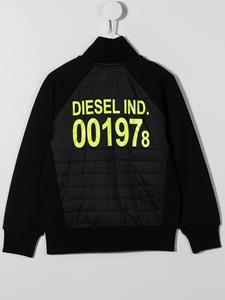 Diesel Kids Jas met contrasterend logo - Zwart