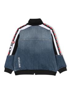 Dsquared2 Kids stripe-detail zip-up denim jacket - Blauw