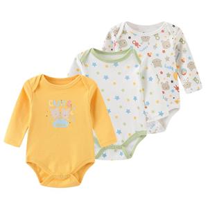KIDDIEZOOM 3Pieces New Baby Boys Girls Bodysuits Cotton Cartoon Pattern Long Sleeves Jumpsuit Spring Autumn Toddler Infant Onesie