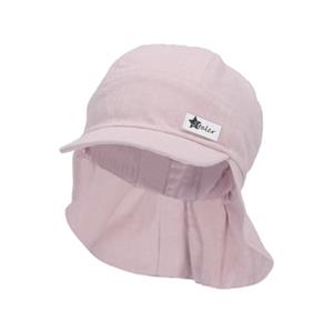 Sterntaler Peaked cap met nekbescherming linnen karakter roze