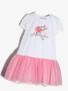 Monnalisa Mini-jurk met logoprint - Wit