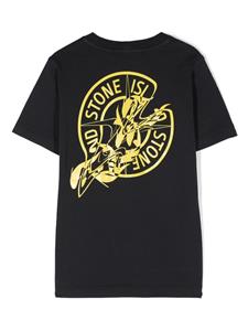 Stone Island Junior T-shirt met logoprint - Blauw