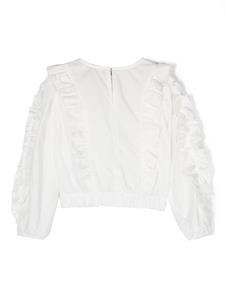 Monnalisa Shirt met bloemenpatch - Wit