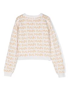 Balmain Kids Sweater met logoprint - Beige