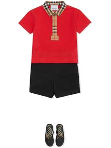 Burberry Kids Poloshirt met geruite zoom - Rood