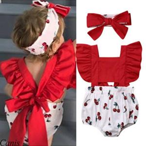 Little Fashionistas 2 stks pasgeboren kinderen baby meisje ruches romper grote strik bodysuit outfits zomer set