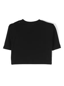 Balmain Kids T-shirt verfraaid met stras - Zwart