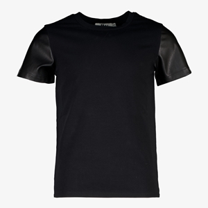 MyWay meisjes T-shirt met PU mouwen zwart