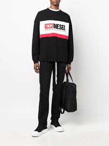 Diesel Sweater met logoprint - Zwart