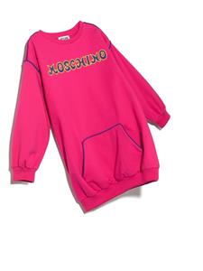 Moschino Kids Sweaterjurk met geborduurd logo - Roze