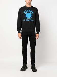 Diesel Sweater met logoprint - Zwart
