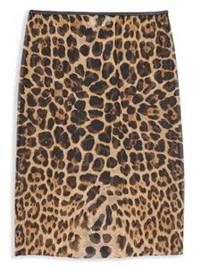 Saint Laurent Midi-rok met luipaardprint - Bruin