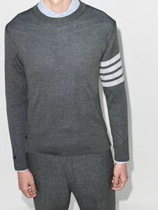 Thom Browne Crewneck Pullover With 4-Bar Stripe In Medium Grey Merino - Grijs