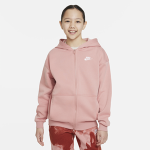 Nike Sportswear Club Fleece oversized hoodie met rits over de hele lengte voor meisjes - Roze