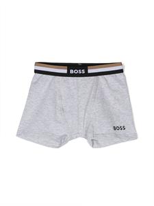 BOSS Kidswear Twee boxershorts met logoprint - Blauw