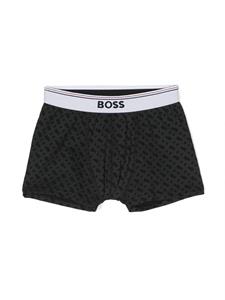BOSS Kidswear Twee boxershorts met monogramprint - Zwart