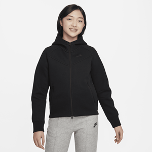 Nike Sportswear Tech Fleece Hoodie met rits over de hele lengte voor meisjes - Zwart