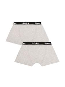 BOSS Kidswear Twee boxershorts met logoband - Grijs