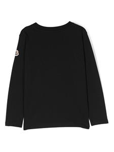 Moncler Enfant T-shirt met pailletten logo - Zwart