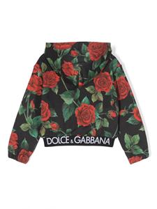 Dolce & Gabbana Kids Regenjas met roosprint - Zwart