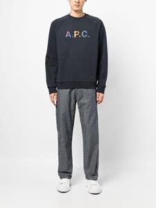 APC Shaun sweater met tartan ruit - Blauw