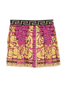 Versace Kids Barocco-print pleated skirt - Roze
