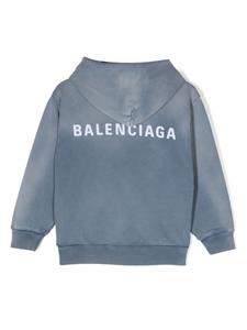Balenciaga Kids Hoodie met logoprint - Blauw