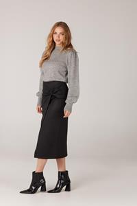 JANSEN AMSTERDAM Cs674 skirt calflenght with knotdetail black