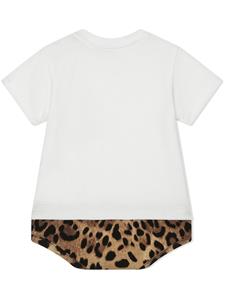 Dolce & Gabbana Kids T-shirt met luipaardprint - Wit