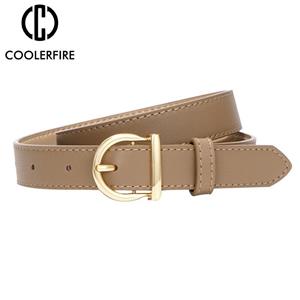 COOLERFIRE FASHION Fashion Women Belts New Designers Genuine Leather Belts for Lady High Quality Gold Pin Buckle Luxury Jeans Strap LB2151