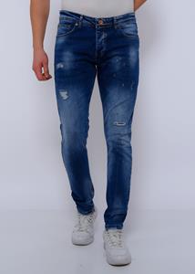 True Rise Slim fit stretch jeans met gaten dc