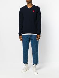 Comme Des Garçons Play Geborduurd hartensweater - Blauw