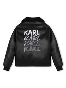 Karl Lagerfeld Kids Bomberjack met logoprint - Zwart
