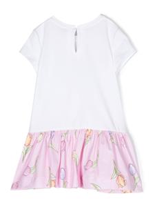 Monnalisa T-shirtjurk met bloemenprint - Wit
