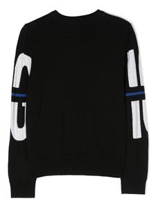 Iceberg Kids stripe-detail logo-intarsia jumper - Zwart
