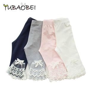 YUBAOBEI Girls Calf-length Leggings Baby Girl Mesh Spliced Pants Bow Lace Candy Color Skinny Leggings