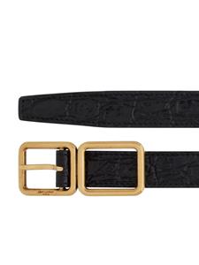 Saint Laurent textured leather belt - Zwart