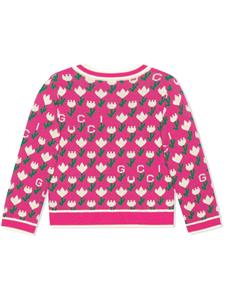 Gucci Kids Vest met bloemen jacquard - Roze