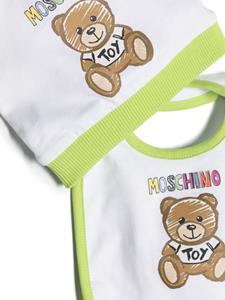 Moschino Kids Muts en slabbetje set met teddybeerprint - Wit