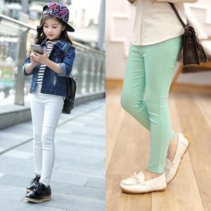 BOOSKU Baby Pants children's pencil trousers baby girl candy color stretch self-imitation denim feet pants f