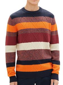 TOM TAILOR Sweatshirt striped multicolor cable knit