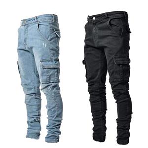 VIYOO Nieuwe Mode Jeans Heren Side Pocket Kleine Voet Skinny Broek voor Mannen Casual Broek Slanke Hoge Taille Jeans