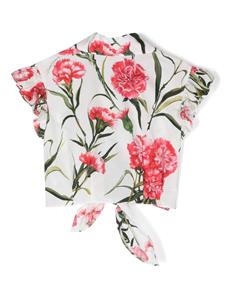 Dolce & Gabbana Kids Shirt met bloemenprint - Wit