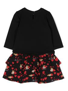 Moschino Kids Mini-jurk met teddybeerprint - Zwart