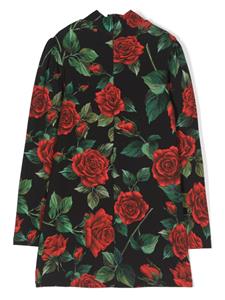 Dolce & Gabbana Kids Jurk met bloemenprint - Zwart