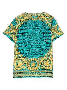 Versace Kids T-shirt met barokprint - Blauw